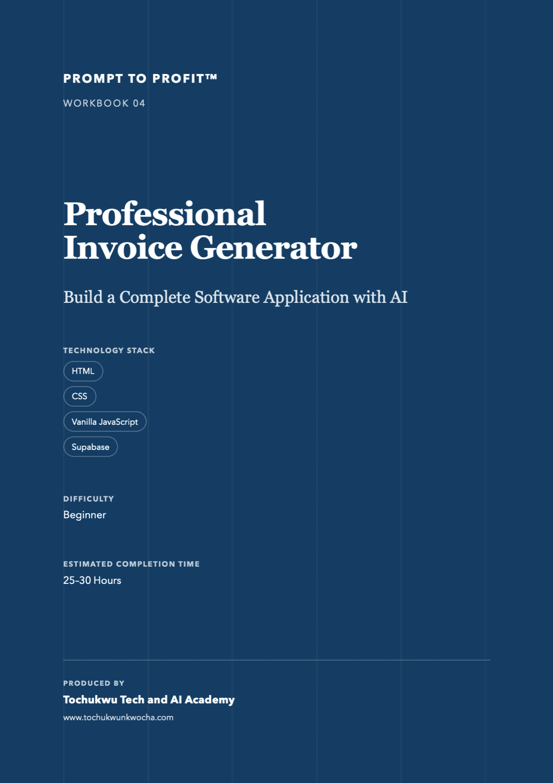 Professional Invoice Generator workbook cover
