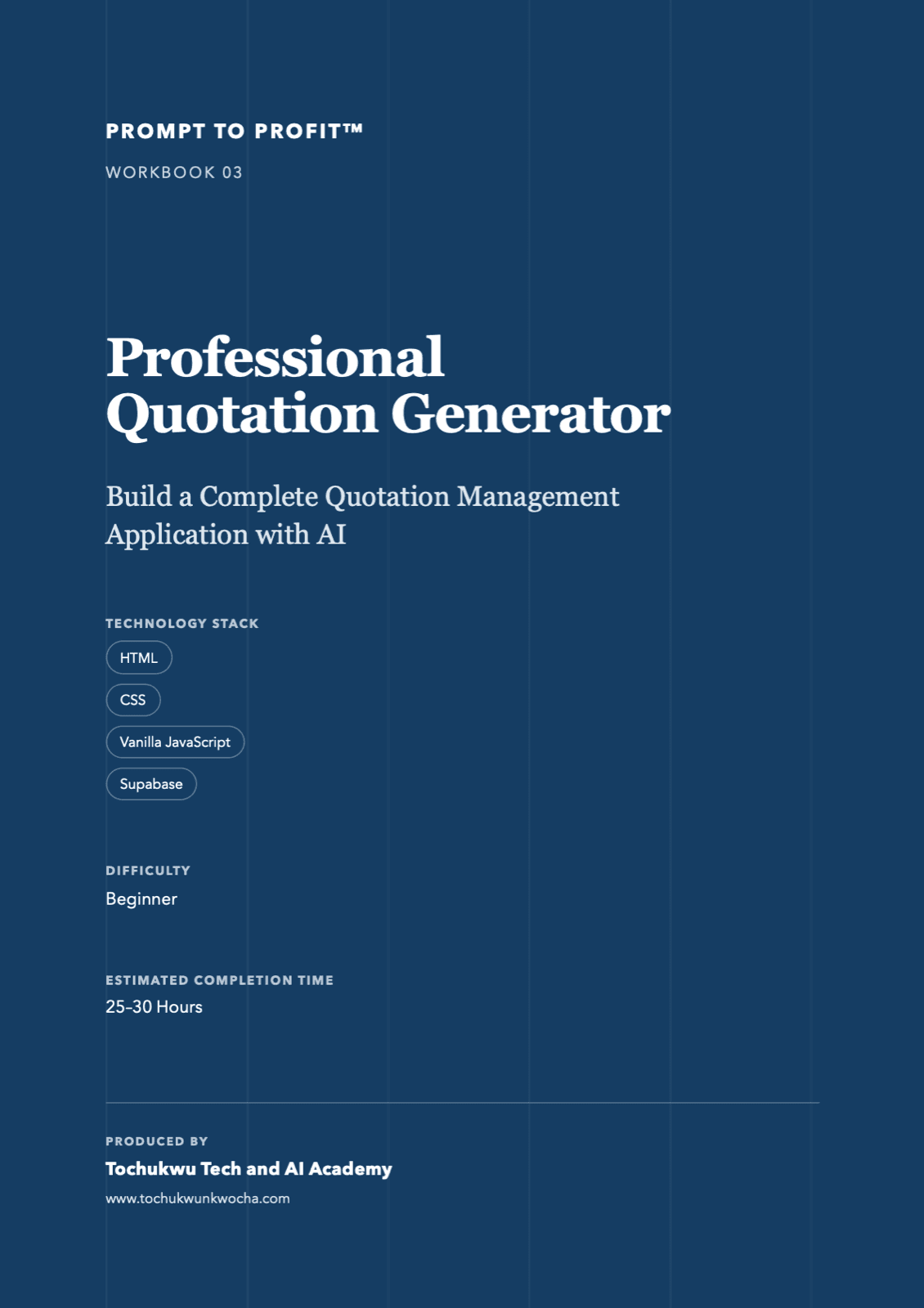 Professional Quotation Generator workbook cover